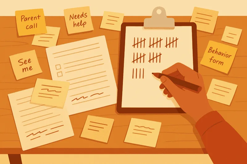 Scattered sticky notes and manual tracking methods